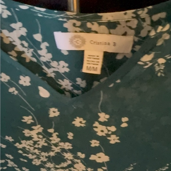 Christina B Teal Floral tank top - Picture 1 of 2